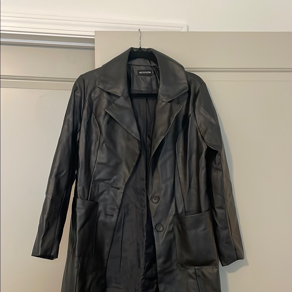 Pretty Little Thing Black Leather Coat